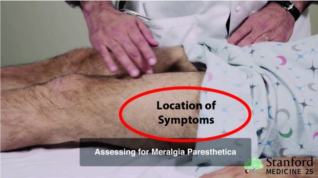 location of symptoms to meralgia paresthetica